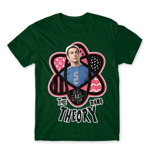 Sötétzöld Agymenők férfi rövid ujjú póló - Atomic Sheldon