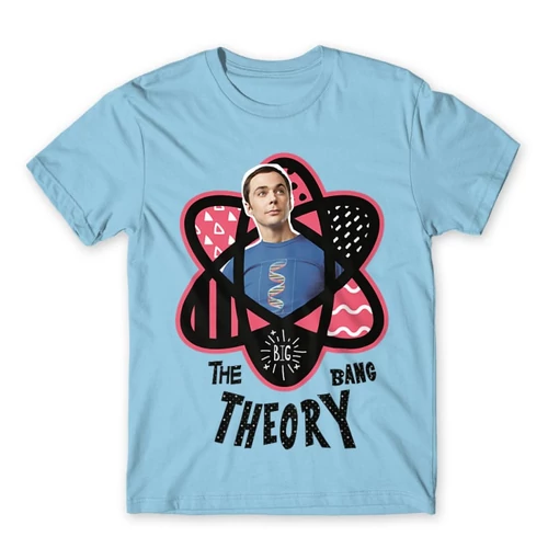 Világoskék Agymenők férfi rövid ujjú póló - Atomic Sheldon