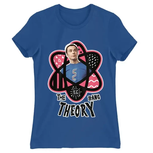 Királykék Agymenők női rövid ujjú póló - Atomic Sheldon