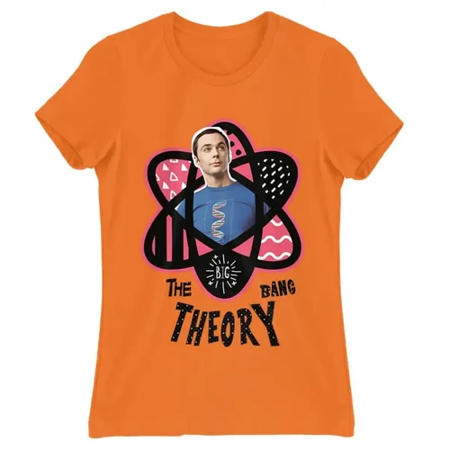 Narancs Agymenők női rövid ujjú póló - Atomic Sheldon