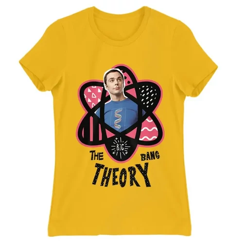Sárga Agymenők női rövid ujjú póló - Atomic Sheldon