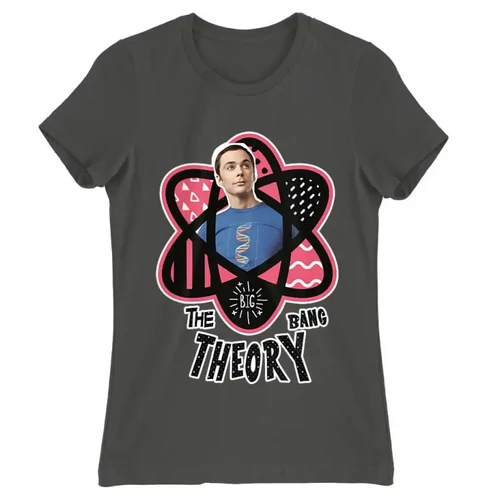 Sötétszürke Agymenők női rövid ujjú póló - Atomic Sheldon