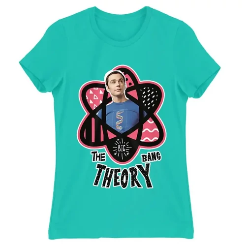 Türkiz Agymenők női rövid ujjú póló - Atomic Sheldon
