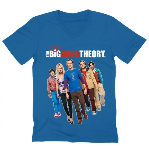 Királykék Agymenők férfi V-nyakú póló - BBT Team