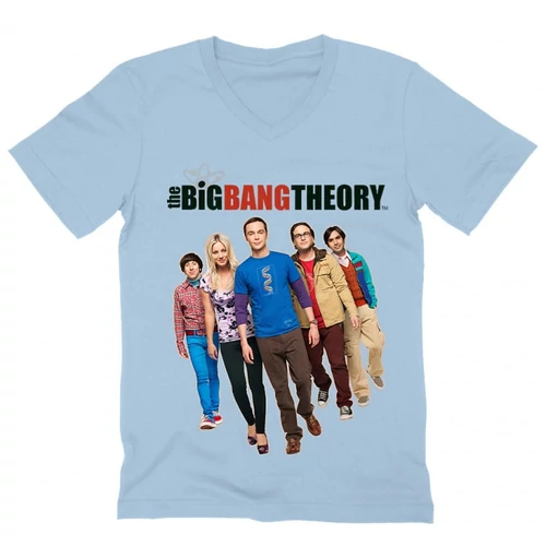 Világoskék Agymenők férfi V-nyakú póló - BBT Team