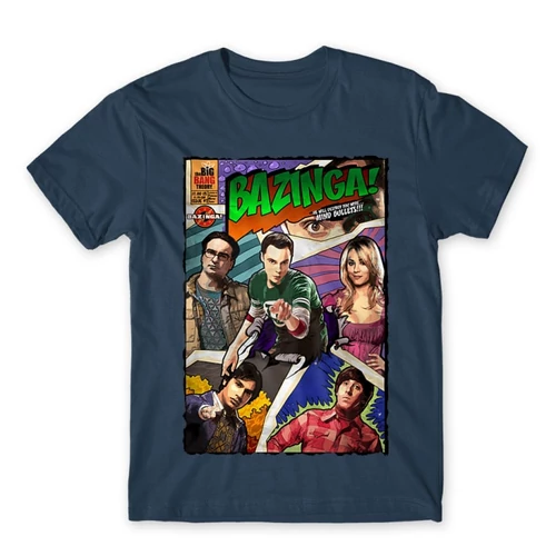 Denim Agymenők férfi rövid ujjú póló - Bazinga Comics