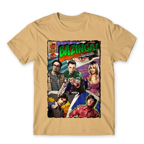 Homok Agymenők férfi rövid ujjú póló - Bazinga Comics