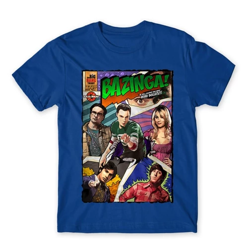 Királykék Agymenők férfi rövid ujjú póló - Bazinga Comics