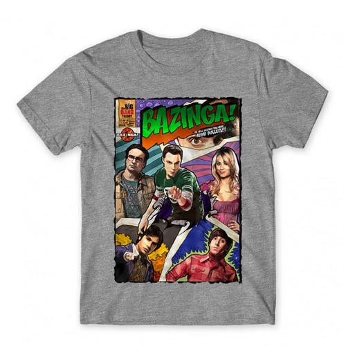 Sportszürke Agymenők férfi rövid ujjú póló - Bazinga Comics