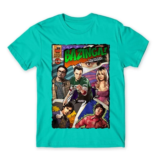 Türkiz Agymenők férfi rövid ujjú póló - Bazinga Comics