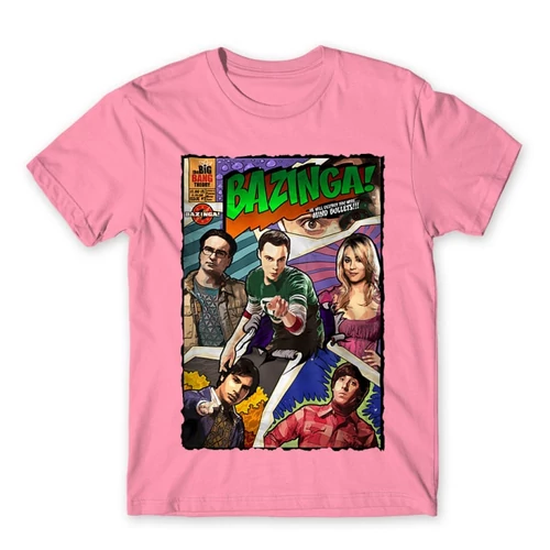 Világos rózsaszín Agymenők férfi rövid ujjú póló - Bazinga Comics