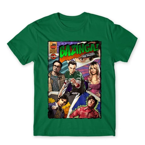 Zöld Agymenők férfi rövid ujjú póló - Bazinga Comics