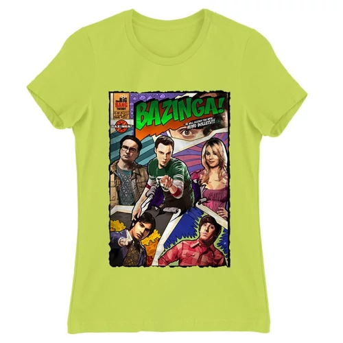 Almazöld Agymenők női rövid ujjú póló - Bazinga Comics