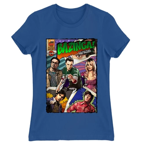 Királykék Agymenők női rövid ujjú póló - Bazinga Comics