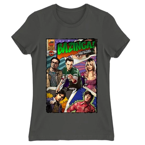 Sötétszürke Agymenők női rövid ujjú póló - Bazinga Comics