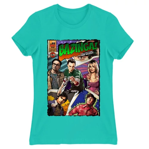 Türkiz Agymenők női rövid ujjú póló - Bazinga Comics