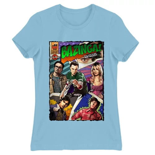 Világoskék Agymenők női rövid ujjú póló - Bazinga Comics