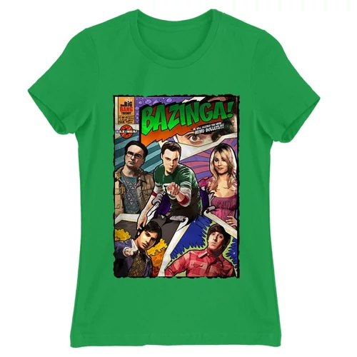 Zöld Agymenők női rövid ujjú póló - Bazinga Comics