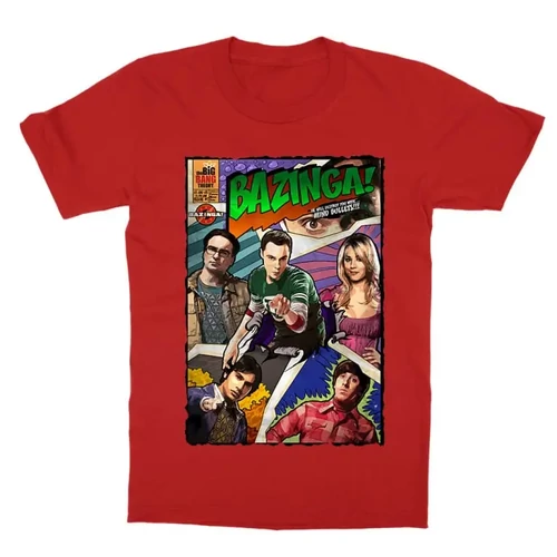 Piros Agymenők gyerek rövid ujjú póló - Bazinga Comics