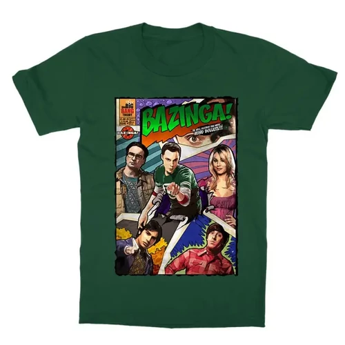 Sötétzöld Agymenők gyerek rövid ujjú póló - Bazinga Comics