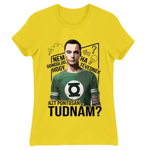 Citromsárga Agymenők női rövid ujjú póló - Ha tévednék, azt tudnám!