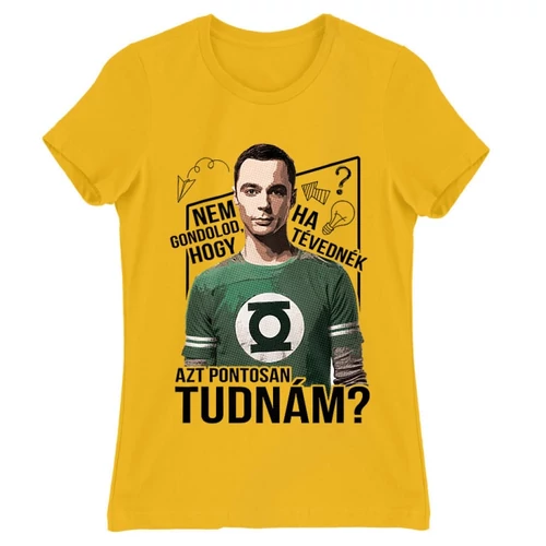 Sárga Agymenők női rövid ujjú póló - Ha tévednék, azt tudnám!