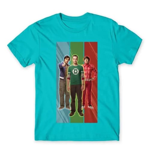 Atollkék Agymenők férfi rövid ujjú póló - Sheldon Stripe