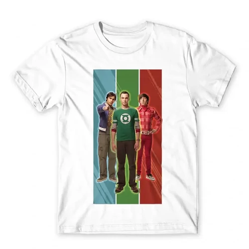 Fehér Agymenők férfi rövid ujjú póló - Sheldon Stripe