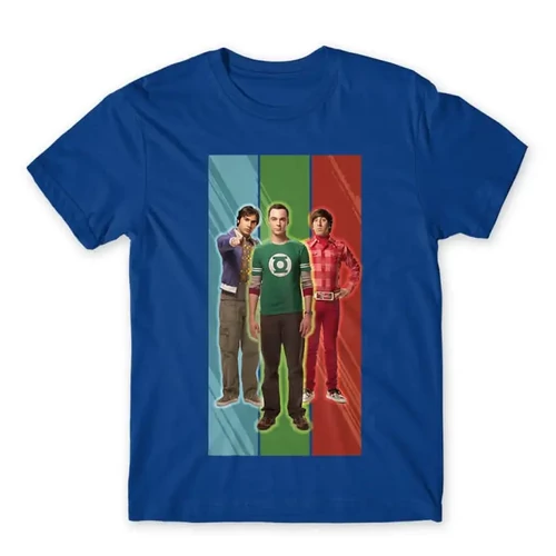 Királykék Agymenők férfi rövid ujjú póló - Sheldon Stripe