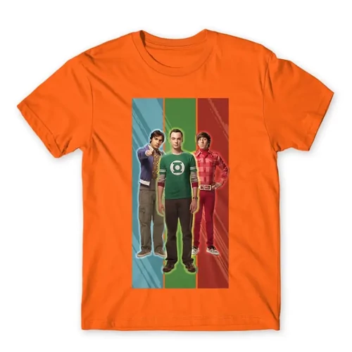 Narancs Agymenők férfi rövid ujjú póló - Sheldon Stripe