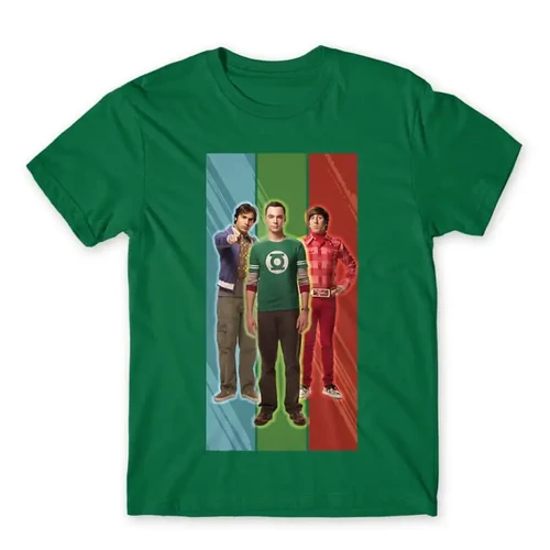 Zöld Agymenők férfi rövid ujjú póló - Sheldon Stripe