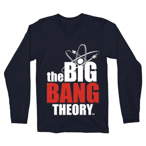 Sötétkék Agymenők férfi hosszú ujjú póló - The Big Bang Theory Logo