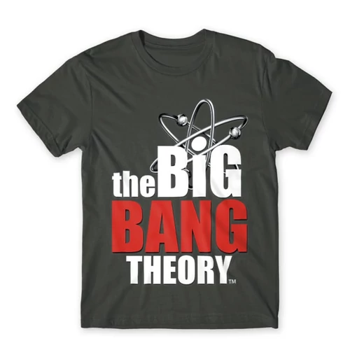 Sötétszürke Agymenők férfi rövid ujjú póló - The Big Bang Theory Logo