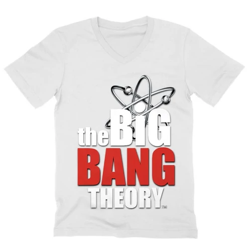 Fehér Agymenők férfi V-nyakú póló - The Big Bang Theory Logo