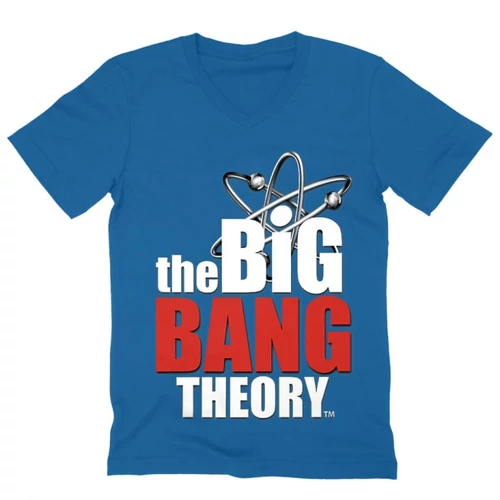 Királykék Agymenők férfi V-nyakú póló - The Big Bang Theory Logo