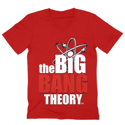 Piros Agymenők férfi V-nyakú póló - The Big Bang Theory Logo
