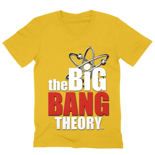 Sárga Agymenők férfi V-nyakú póló - The Big Bang Theory Logo