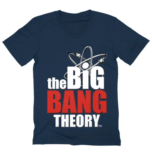 Sötétkék Agymenők férfi V-nyakú póló - The Big Bang Theory Logo