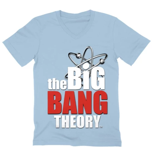 Világoskék Agymenők férfi V-nyakú póló - The Big Bang Theory Logo