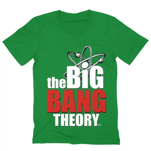 Zöld Agymenők férfi V-nyakú póló - The Big Bang Theory Logo