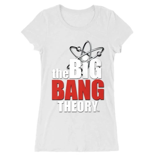 Fehér Agymenők női hosszított póló - The Big Bang Theory Logo