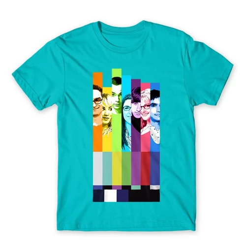 Atollkék Agymenők férfi rövid ujjú póló - The Big Bang Theory Colors