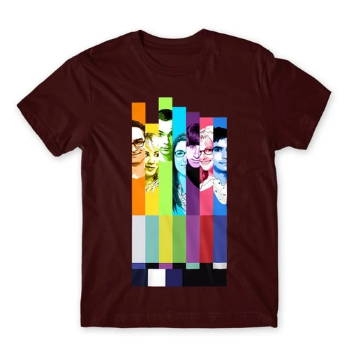 Bordó Agymenők férfi rövid ujjú póló - The Big Bang Theory Colors
