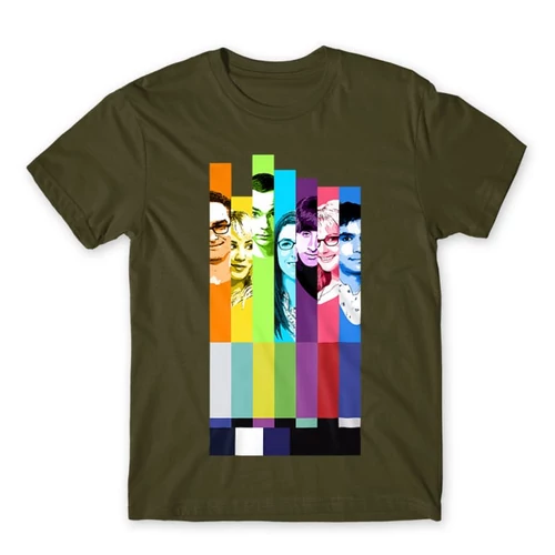Khaki Agymenők férfi rövid ujjú póló - The Big Bang Theory Colors
