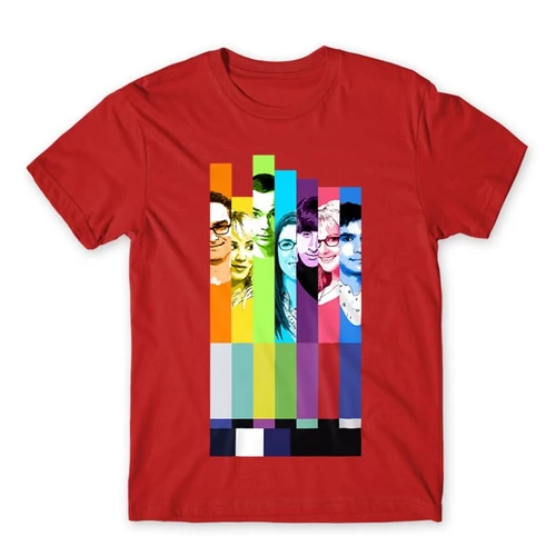Piros Agymenők férfi rövid ujjú póló - The Big Bang Theory Colors