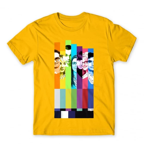 Sárga Agymenők férfi rövid ujjú póló - The Big Bang Theory Colors