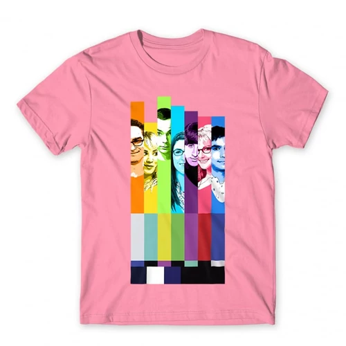 Világos rózsaszín Agymenők férfi rövid ujjú póló - The Big Bang Theory Colors