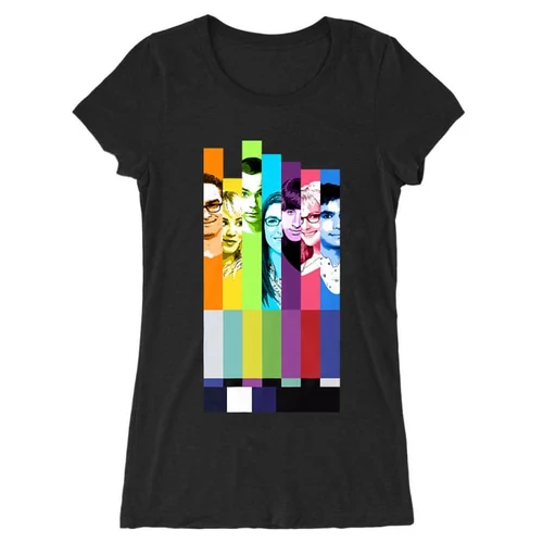 Fekete Agymenők női hosszított póló - The Big Bang Theory Colors
