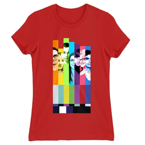 Piros Agymenők női rövid ujjú póló - The Big Bang Theory Colors