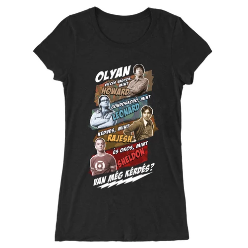 Fekete Agymenők női hosszított póló - Van még kérdés?